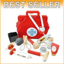 Load image into Gallery viewer, Vintage Style Kids Doctor's Bag with Wooden Medical Tools - Perfect for Playtime