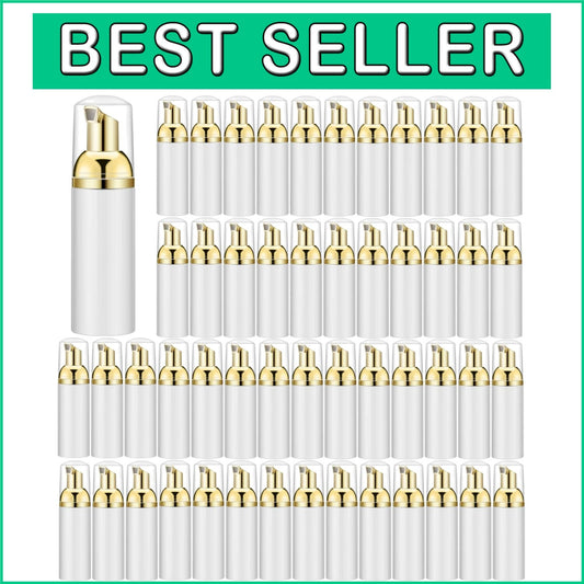 Elegant 50-Pack White Foaming Dispensers with Gold Pump - Perfect for Travel