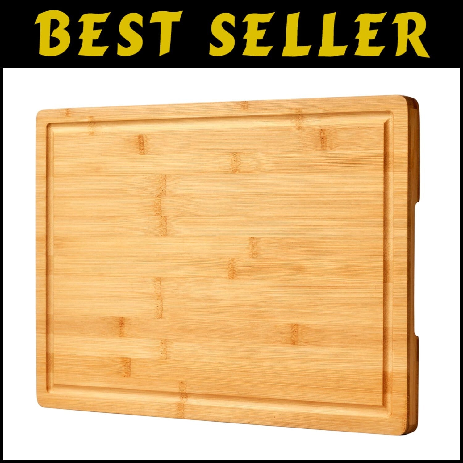 Durable 24x18" Bamboo Cutting Board with Handles & Juice Grooves for Easy Prep