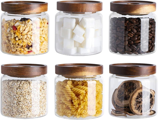 17oz Borosilicate Glass Storage Jars with Bamboo Lids - Eco-Friendly Solution