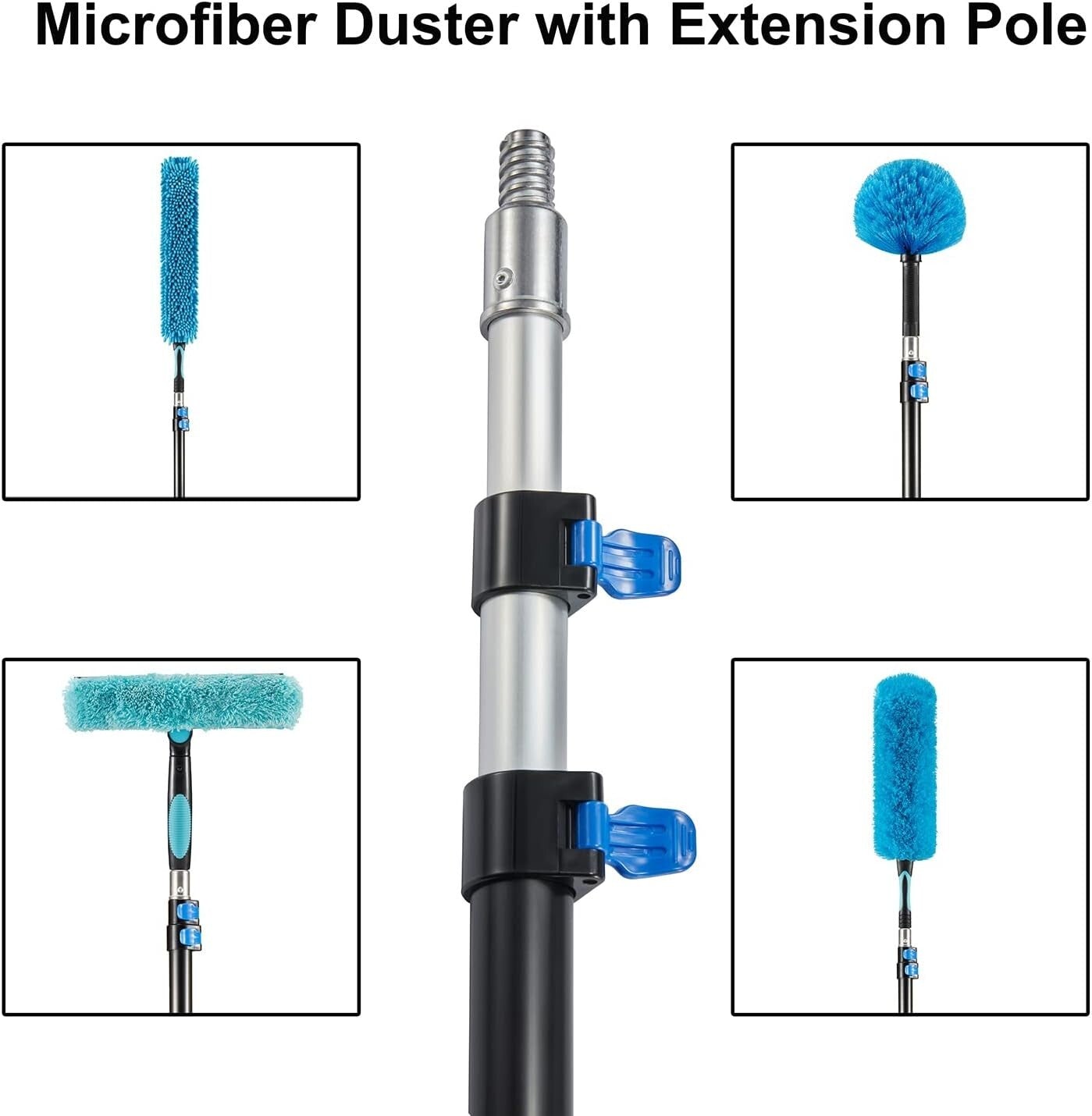 Bendable Feather Duster Kit for High Ceilings - 5-12ft Extension Pole Included