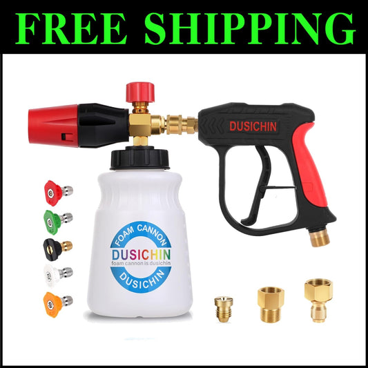Adjustable Foam Cannon with Brass Nozzle Tips - Car Wash Power Cleaning Solution
