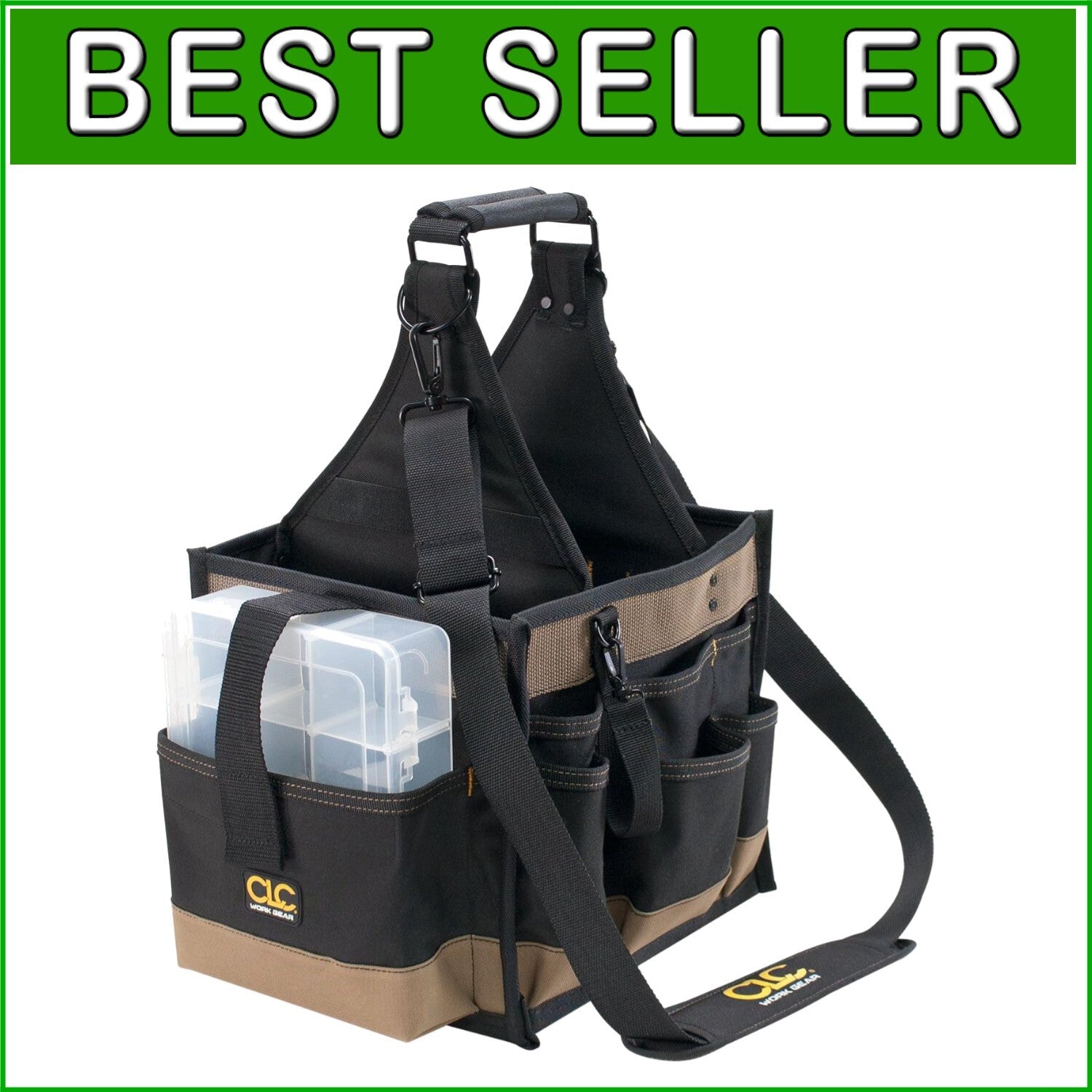 CLC Large Water-Repellent Tool Carrier with 22 Pockets & Multi-Compartment Tray