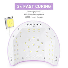 Load image into Gallery viewer, Purple 80W UV Nail Lamp with Removable Metal Base - Ideal for Home &amp; Salon
