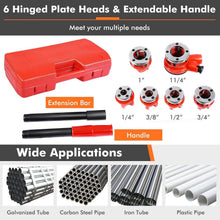 Load image into Gallery viewer, Lightweight Pipe Threader Kit with 6 Malleable Cast Iron Dies - 1/4" to 1-1/4"