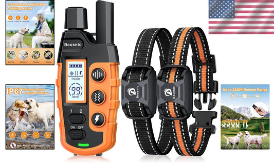 Dual Channel Training Collar with 3300 ft Range - Waterproof & Adjustable Modes