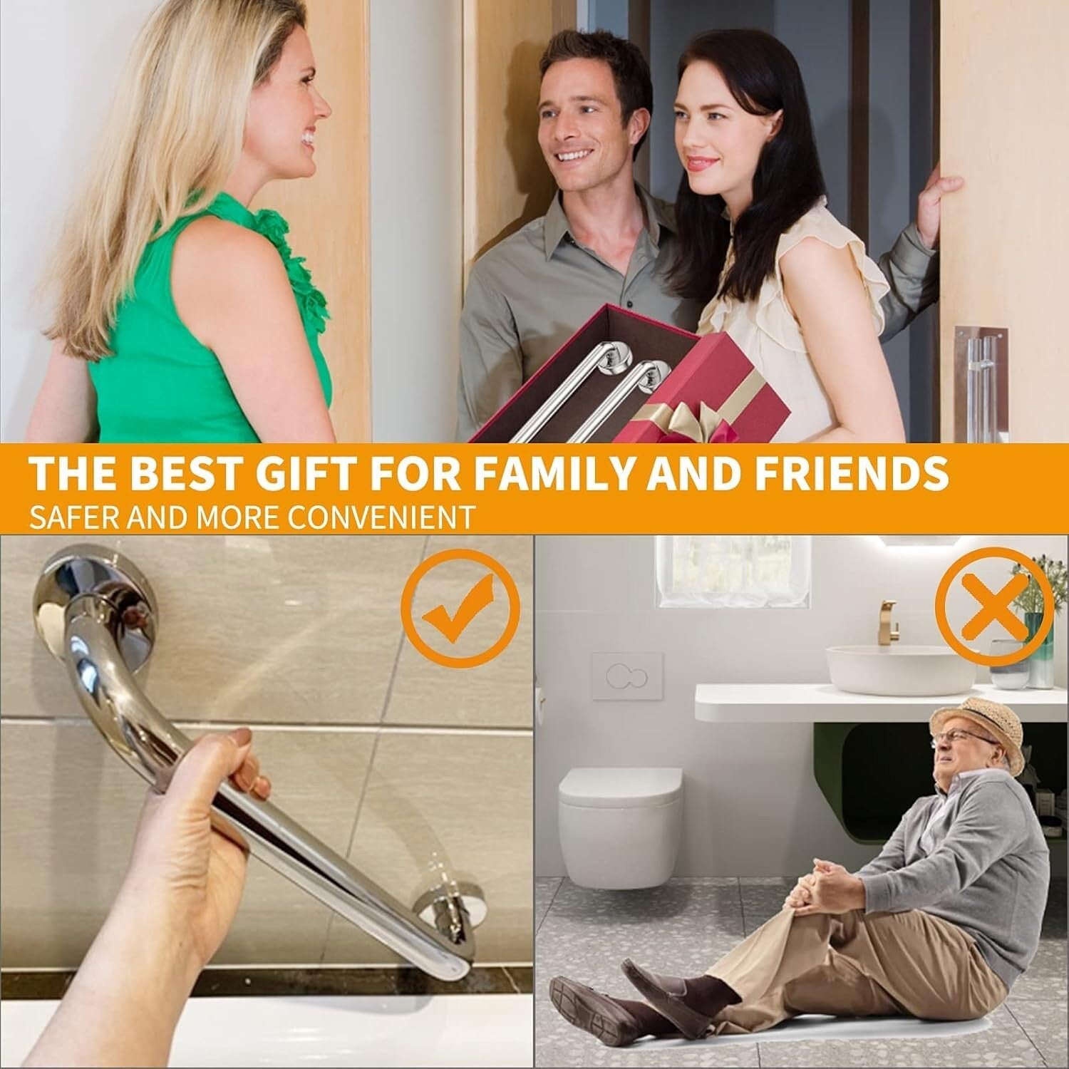 Durable 18" Grab Bars with Concealed Screws - Perfect for Seniors and Kids