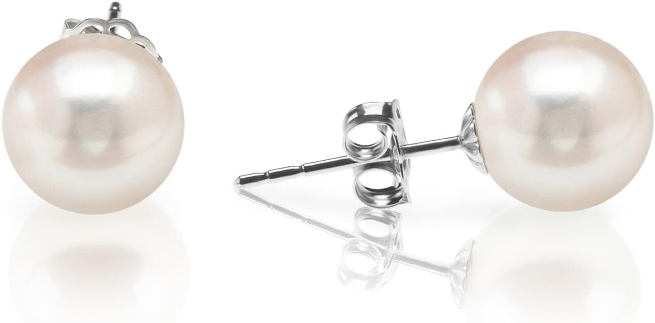 Lustrous 14K Gold Pearl Stud Earrings - 5-10mm Sizes Available for Every Style