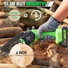 Load image into Gallery viewer, 6-Inch Battery-Powered Chainsaw - User-Friendly Tool for Gardeners &amp; Homeowners
