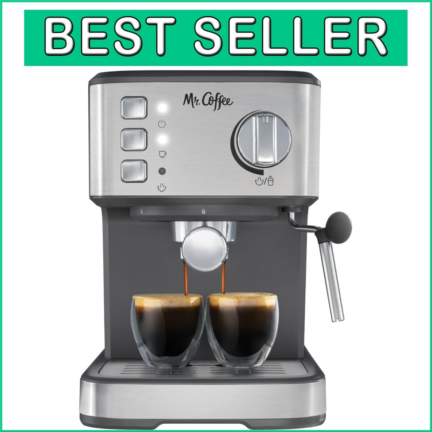 15-Bar Automatic Espresso Machine with Intuitive Controls & Easy Cleanup