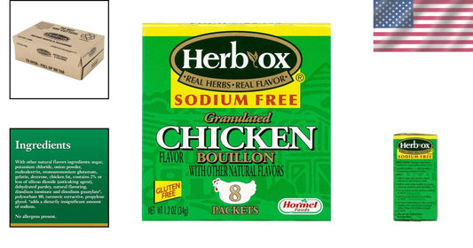 12-Pack Sodium Free Chicken Bouillon Packets - 1.5 oz Each for Flavorful Dishes