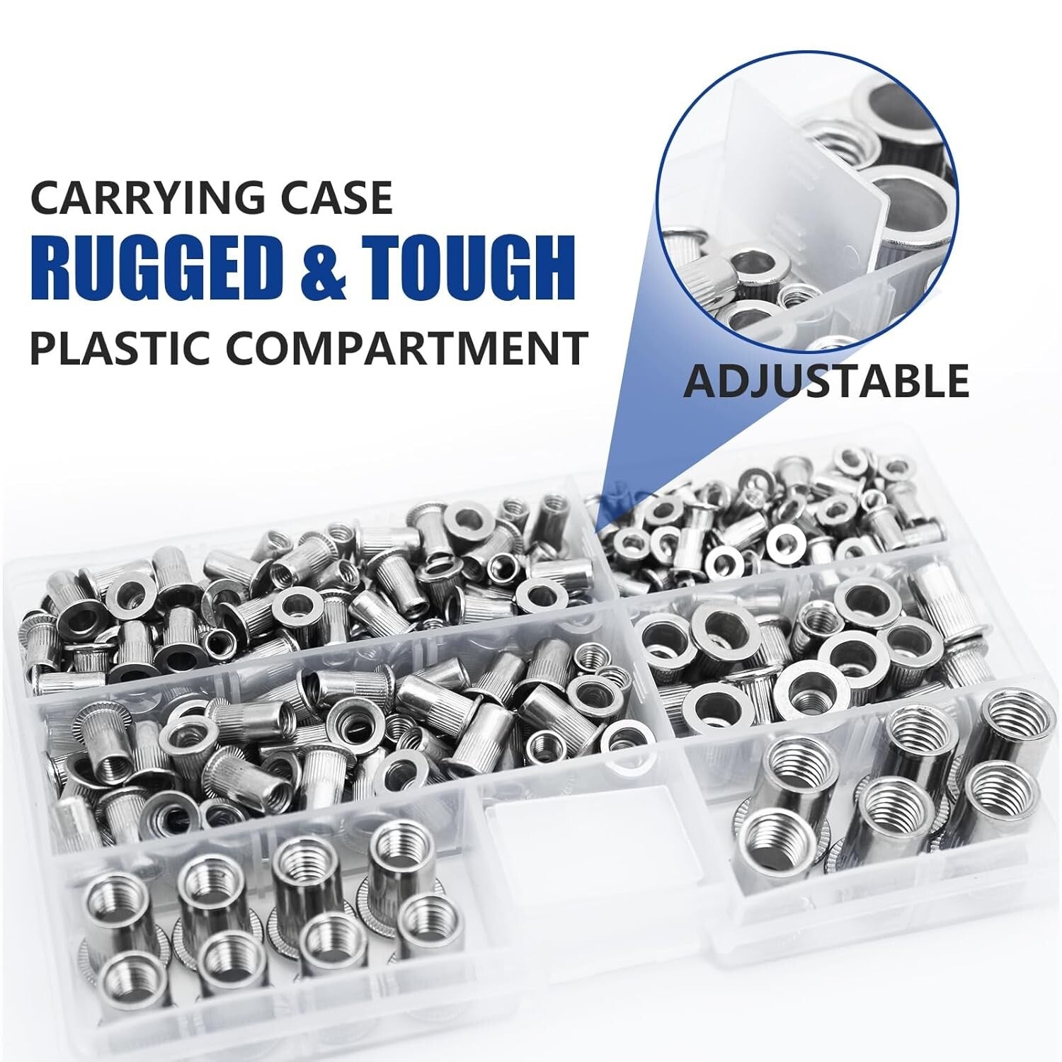Durable Metric & SAE Rivet Nut Kit - 380pcs with Labelled Storage for Easy Use