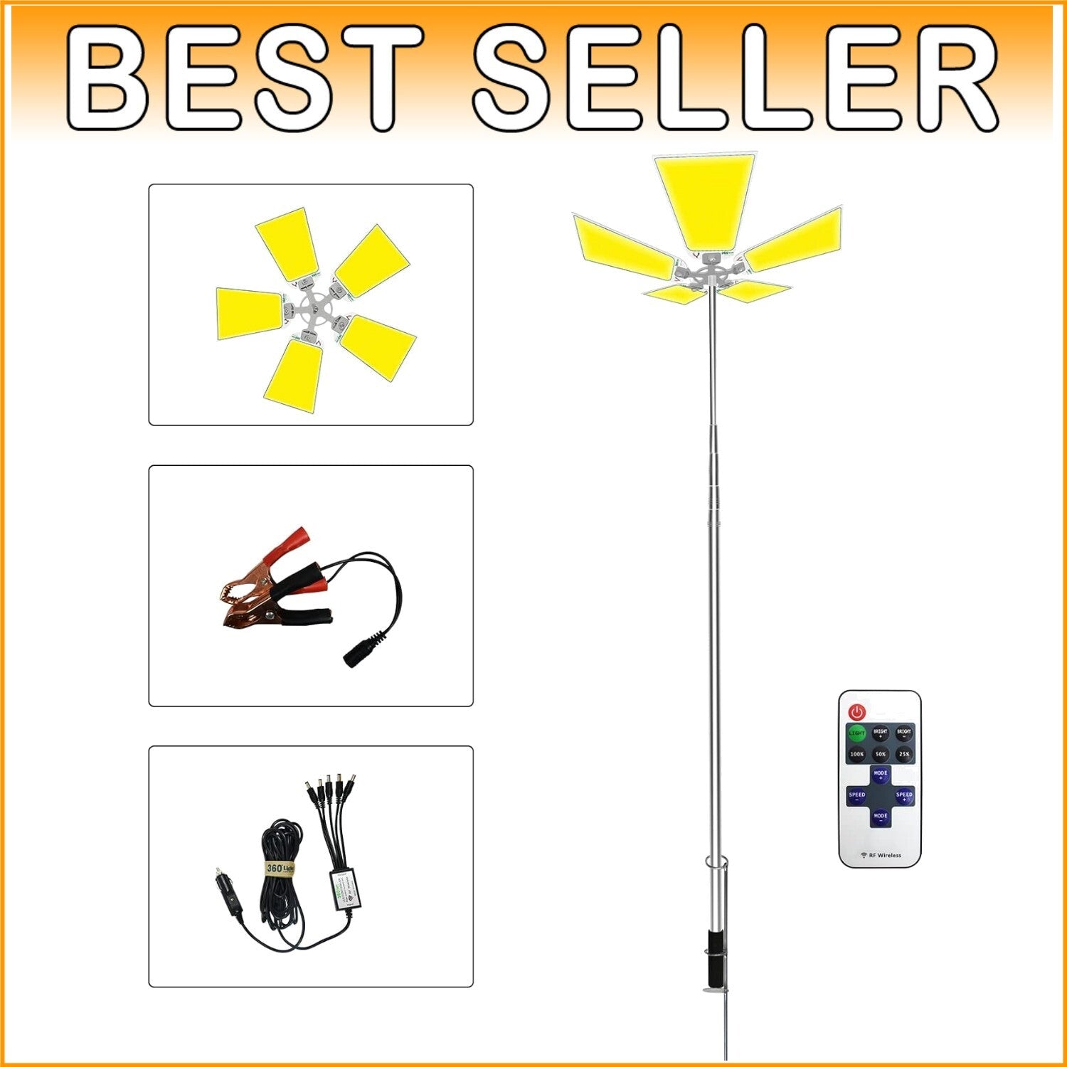 Durable 25000 Lumen LED Camping Light with Adjustable Height and Remote Control