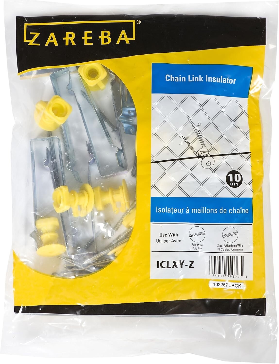 Durable Plastic Chainlink Insulators - Yellow, 4.5” Extension, 10 per Bag
