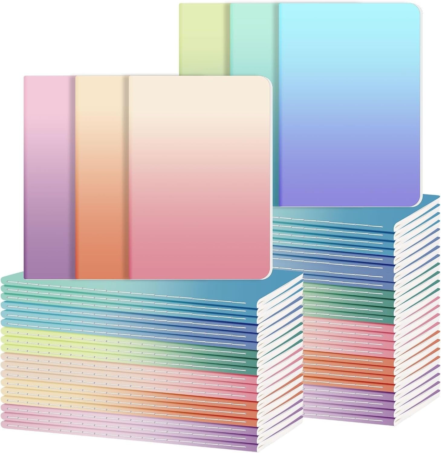 A5 Kraft Paper Notebooks - 12 Pack Gradient Lined Journals for Travel Writing