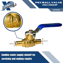 Load image into Gallery viewer, 20-Pack 1/2" PEX Brass Ball Valves Hot &amp; Cold for Reliable Plumbing Solutions