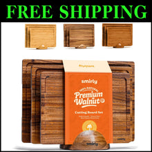 Load image into Gallery viewer, Set of 3 Elegant Walnut Wood Cutting Boards with Holder for Kitchen Organization