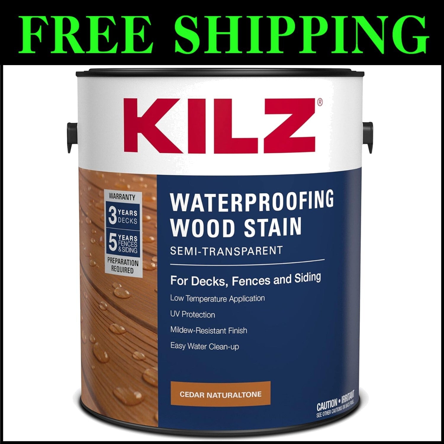 Acrylic-Based Cedar Semi-Transparent Wood Stain - 1 Gallon, 500 Sq. Ft. Coverage