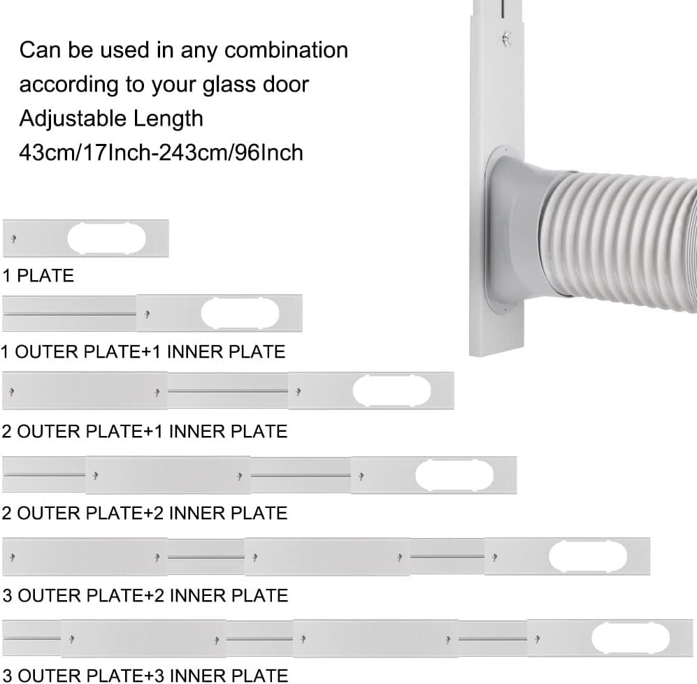 Adjustable Portable AC Window Vent Kit - 5.9 Inch Exhaust Hose, 78.7 Inch Length
