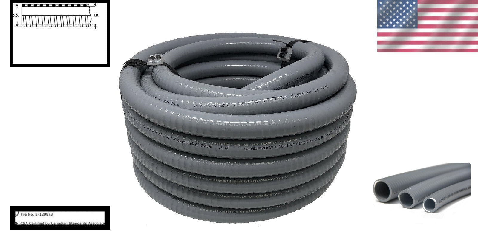 1-Inch Flexible Non-Metallic Liquid-Tight Electrical Conduit - UL & CSA Liste...