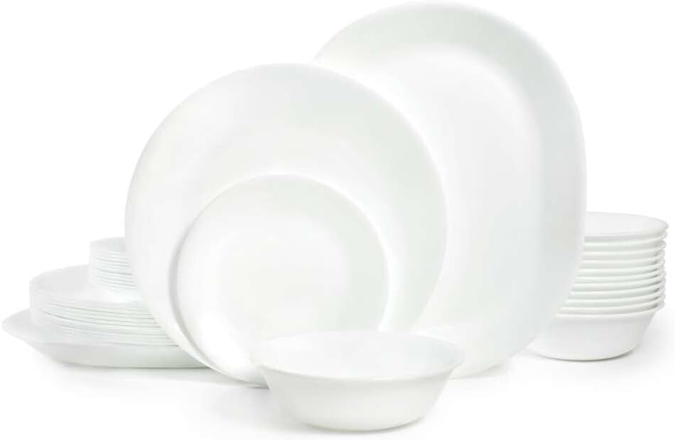 Vitrelle 38-Piece Dinnerware Set for 12 - Lightweight & Chip-Resistant White