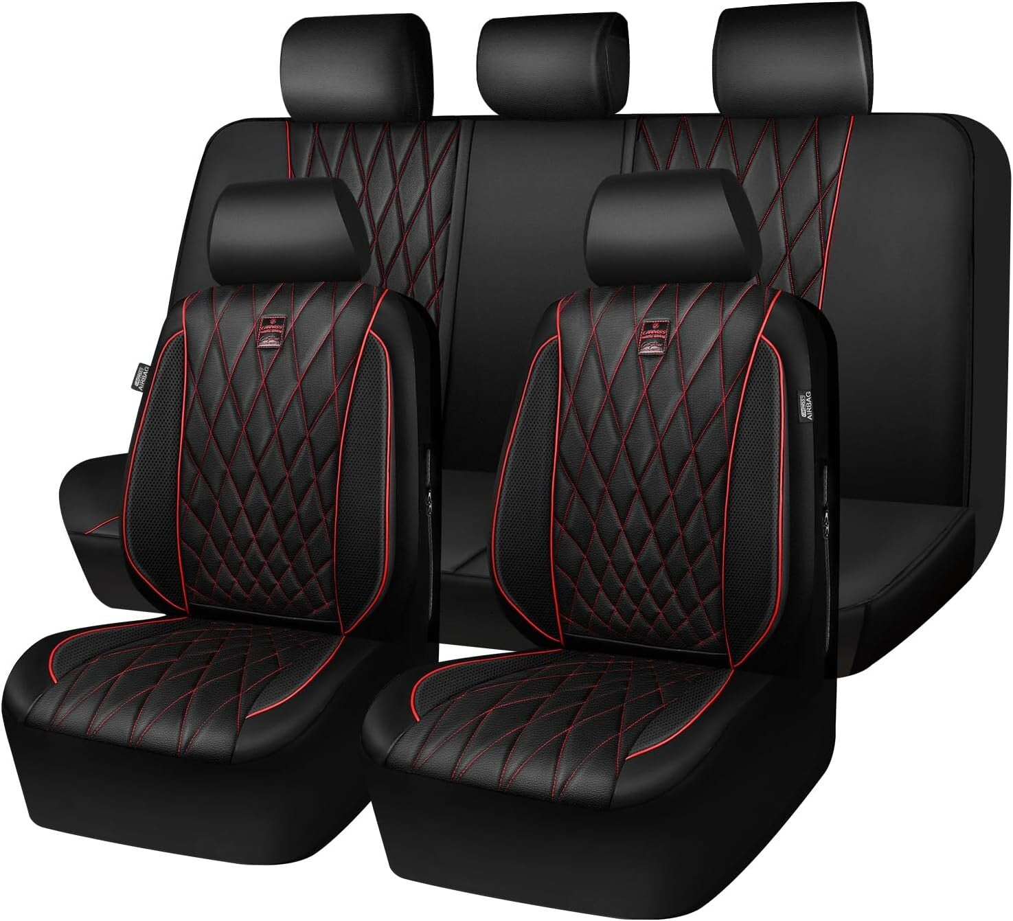 Diamond Stitched Luxury Seat Covers Set - Waterproof & Ergonomic for Comfort