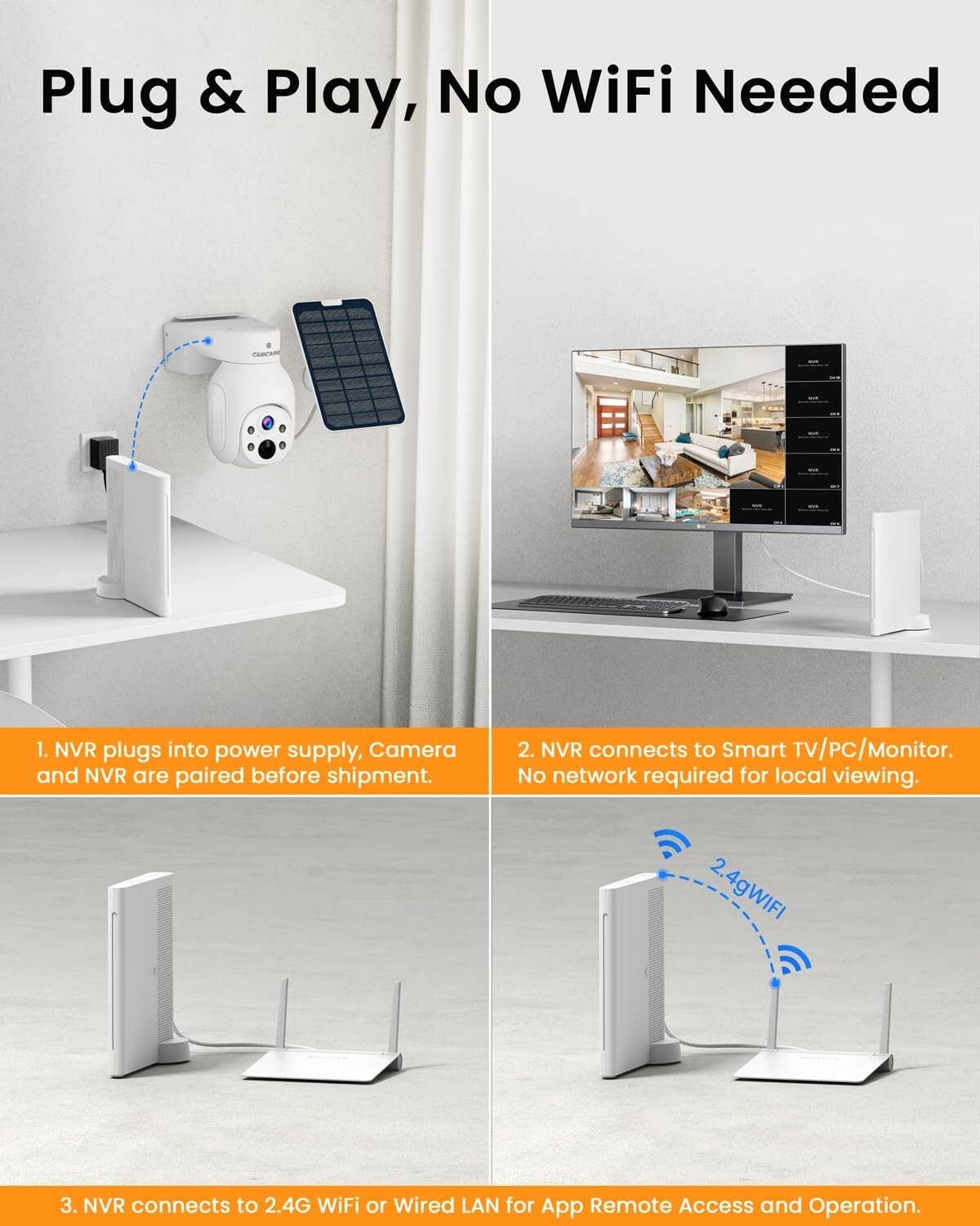 Outdoor Wireless Security Cameras with 500GB NVR - Solar-Powered & Motion Alerts