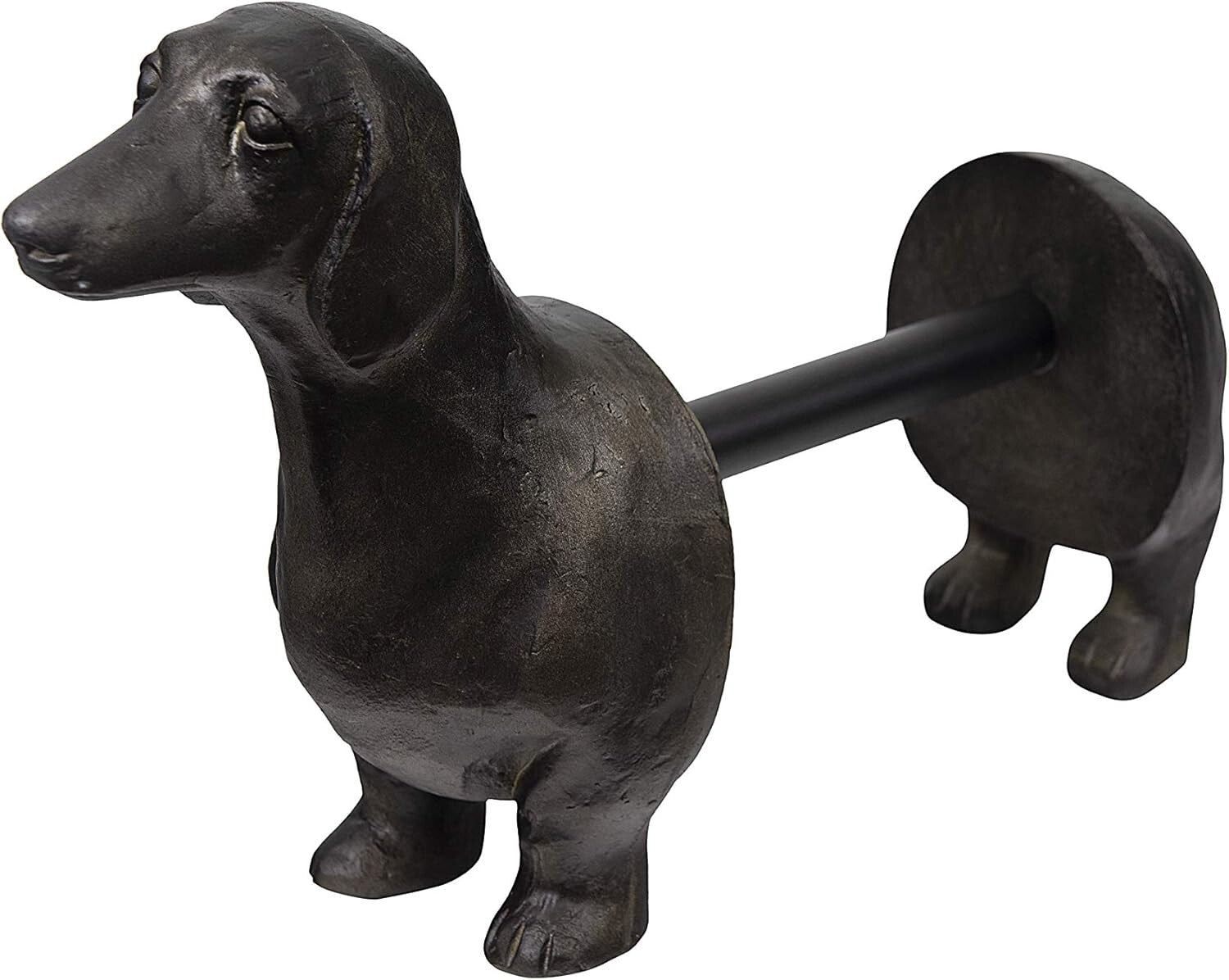 Antiqued Bronze Dachshund Paper Towel Holder - Whimsical Kitchen Decor