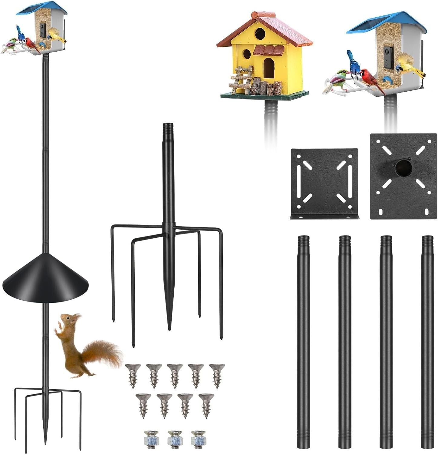 79-Inch Adjustable Height Metal Bird Feeder Pole - Squirrel Proof & Heavy-Duty