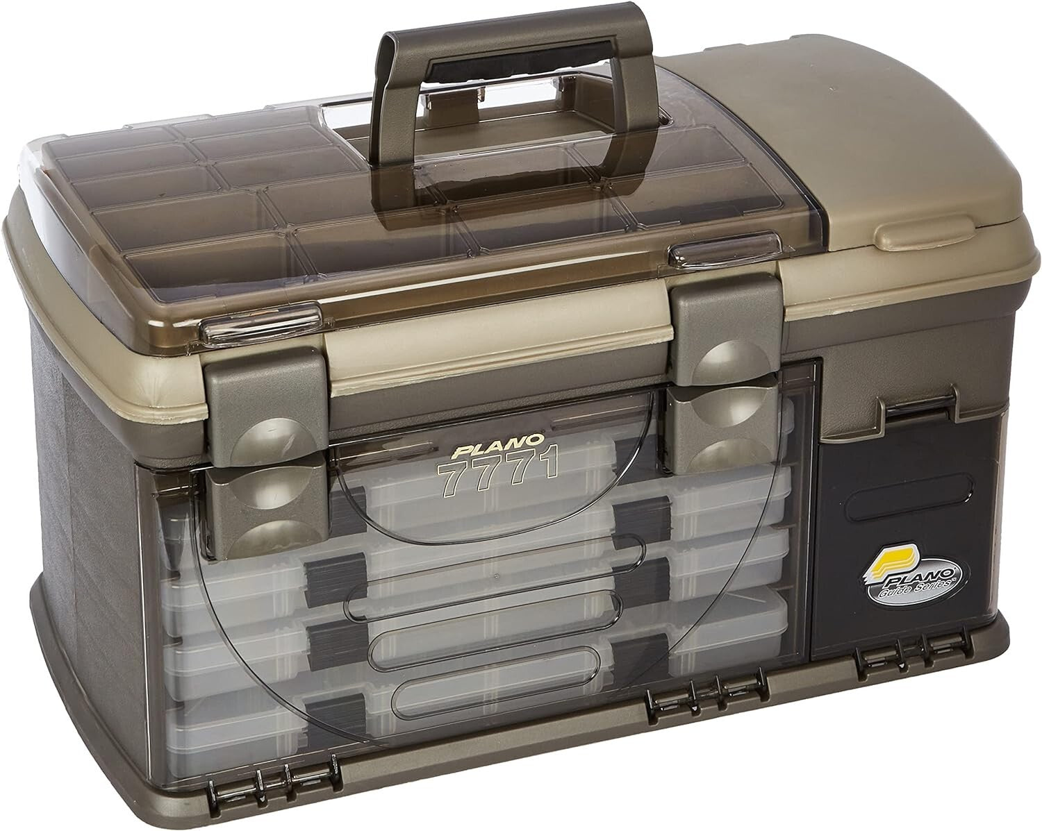 Graphite/Sandstone Tackle Box with Spacious Bulk Storage - Ideal for Anglers