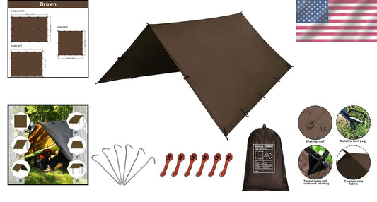 10x16.5ft Multi-Use Waterproof Tarp for Camping & Picnics - Easy Setup Included
