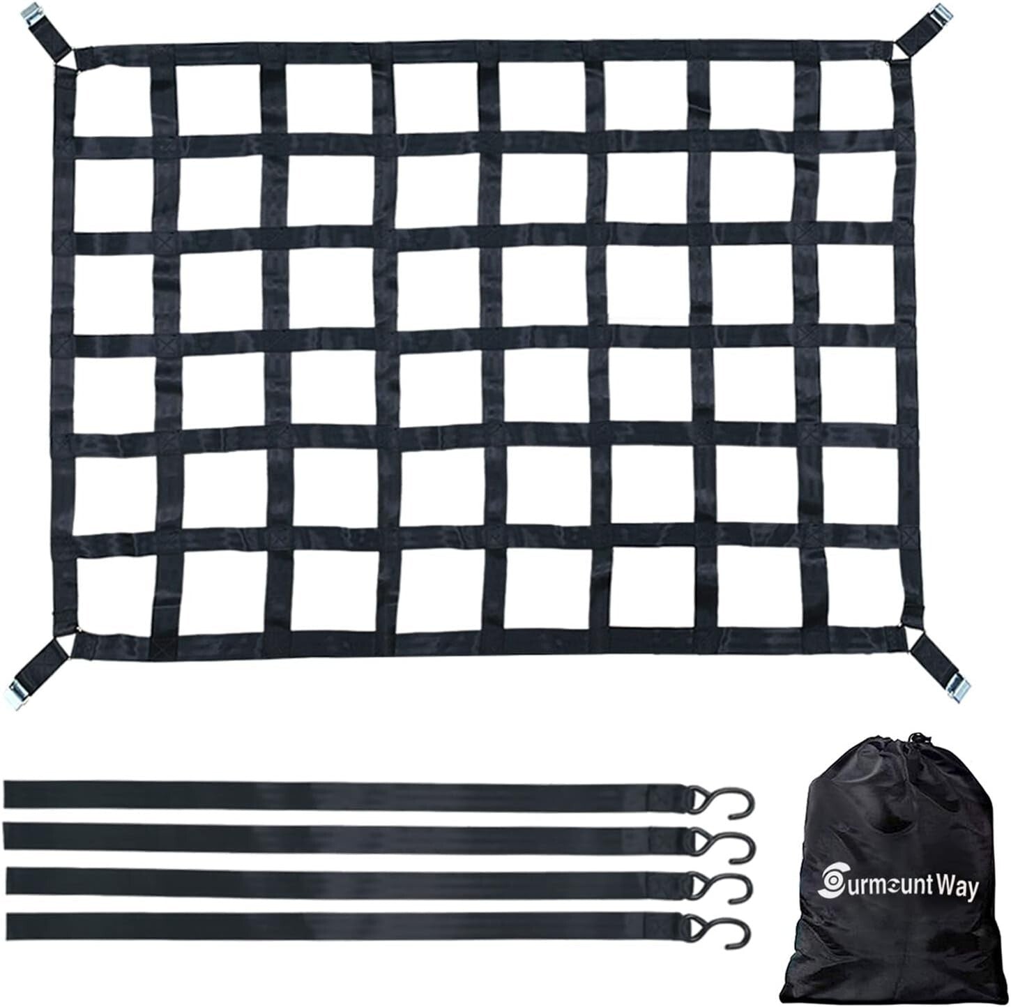 Durable Polyester Cargo Net for Pickup Trucks - 1100 lbs Heavy Duty Spec