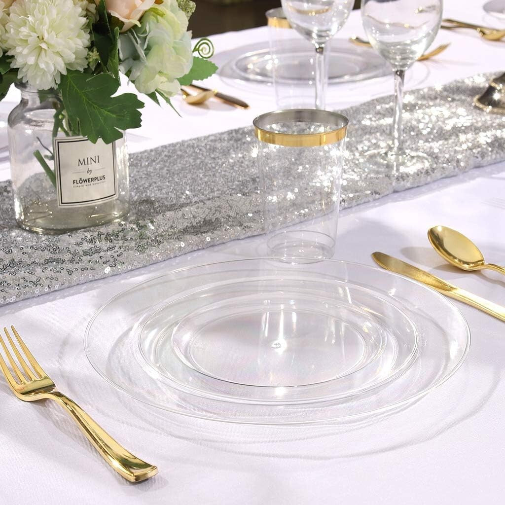 Elegant 10.25 Inch Clear Plastic Plates - 100 Premium Disposable Dinner Plates
