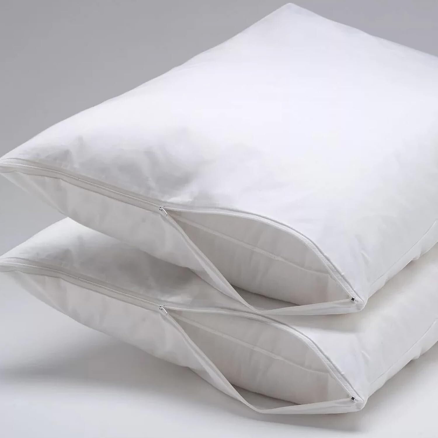 Allergen-Blocking Zippered Pillow Protectors - Waterproof, 2-Pack, Standard