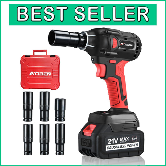 Ergonomic Cordless Impact Wrench - 400N.m Torque with 6 Sockets & Tool Bag
