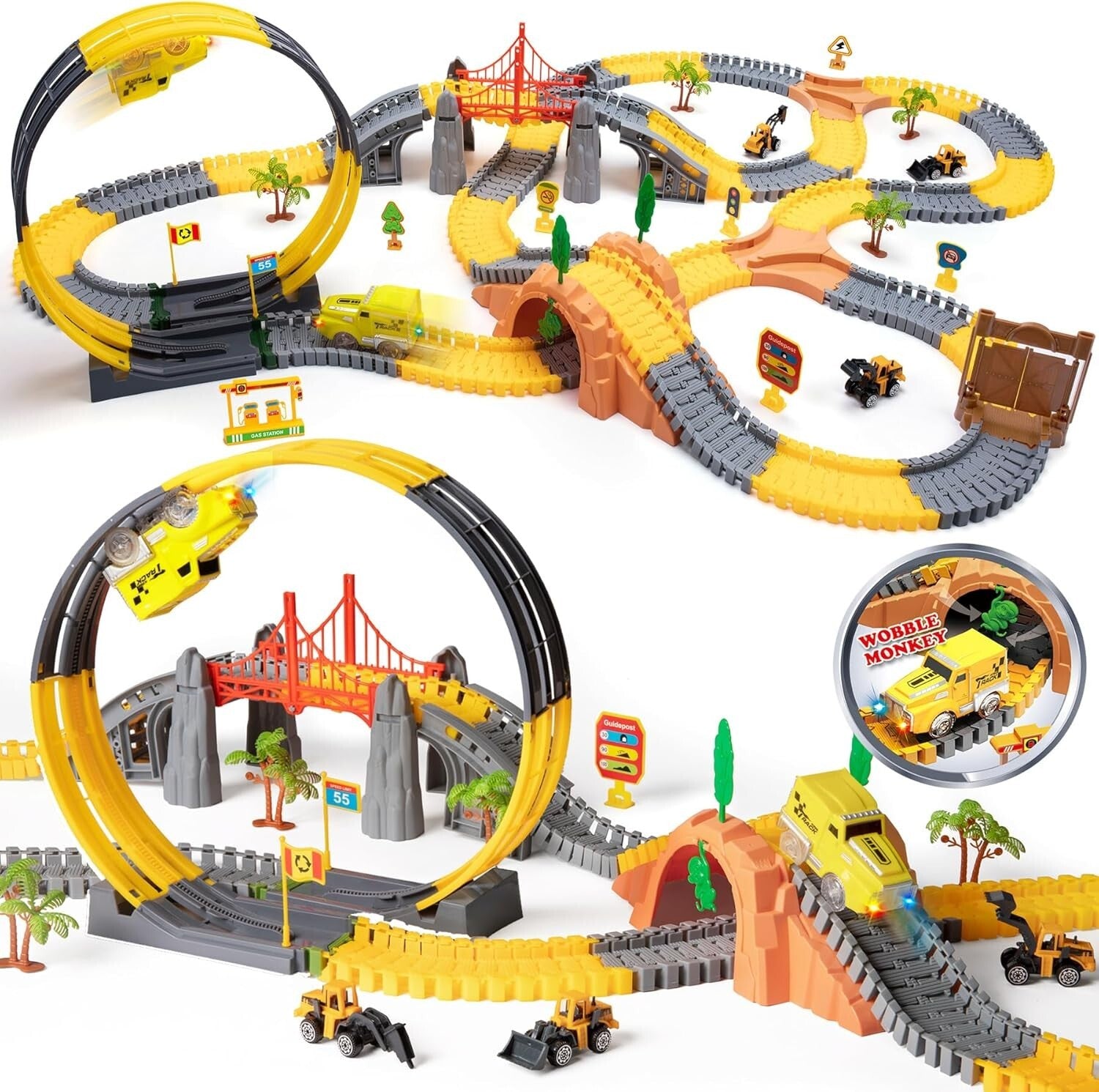 Kids Race Track Set with Electric Cars - 342 Pieces for Fun & Learning Ages 3-7