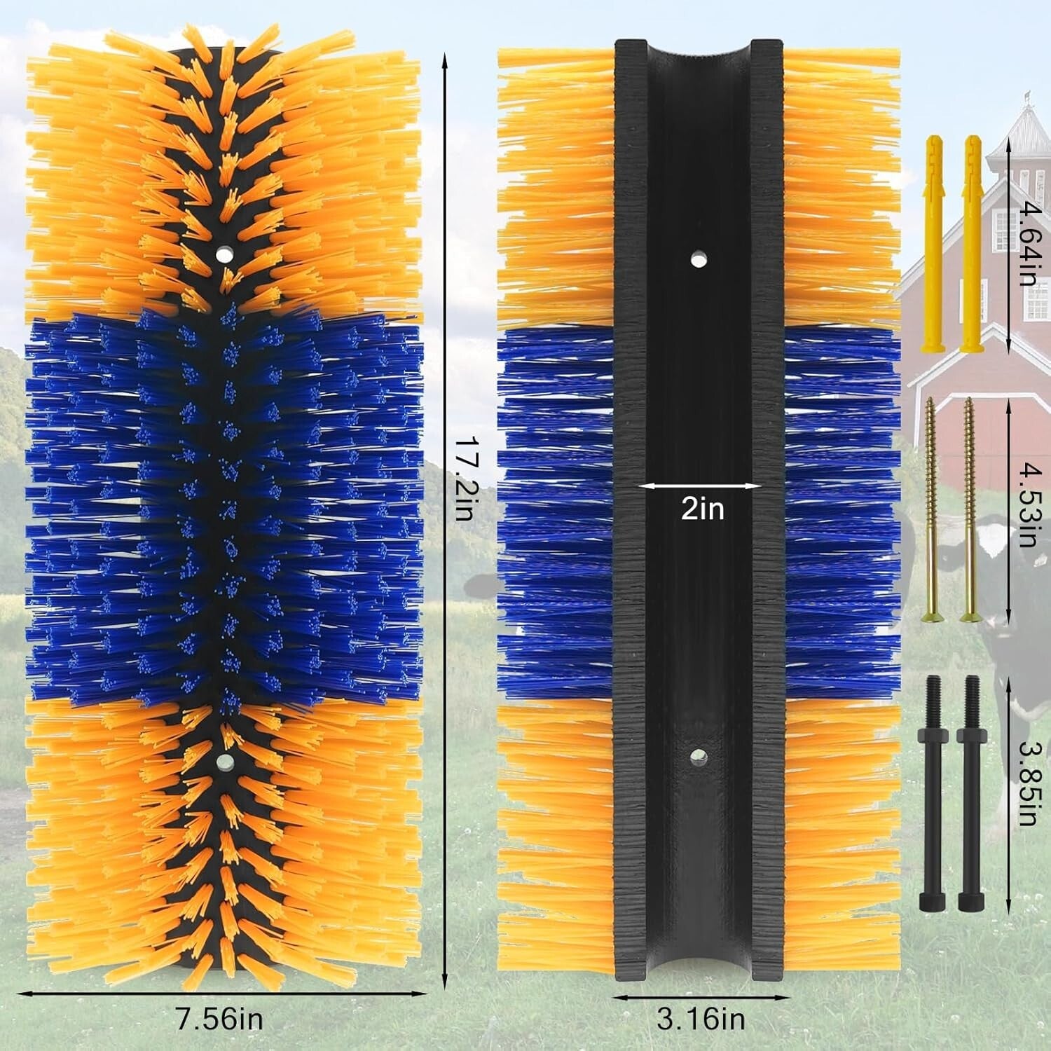 Ergonomic Livestock Scratching Brush with Soft Bristles - Ideal for Cows & Pigs