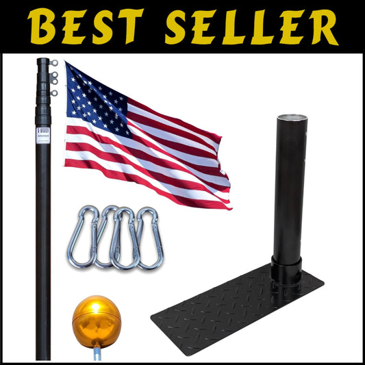 20FT Tailgate Flag Pole Kit with Stainless Steel Mount & Car Protector Pad