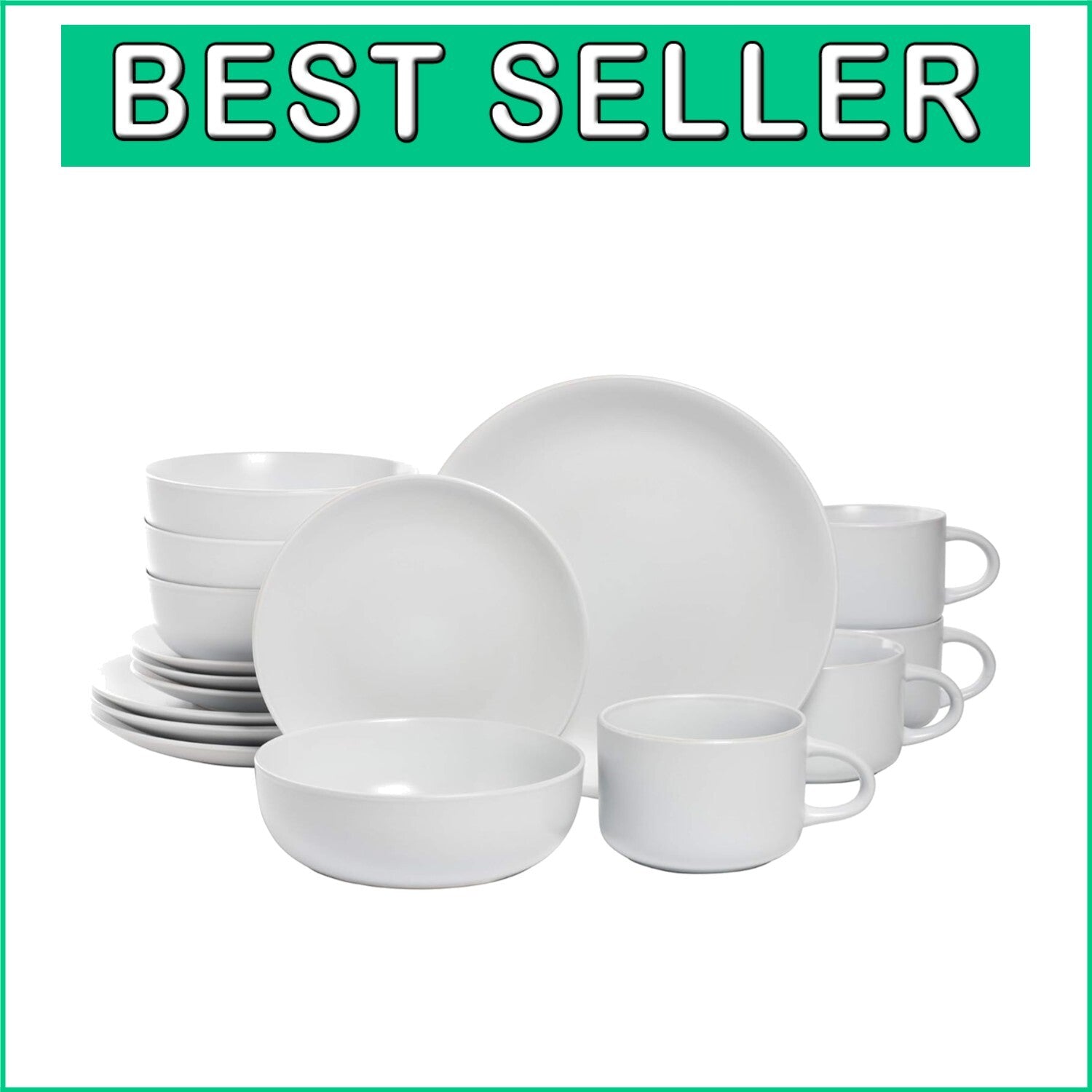 Elegant Matte Stoneware Dinnerware Pack of 16 - Microwave & Dishwasher Safe