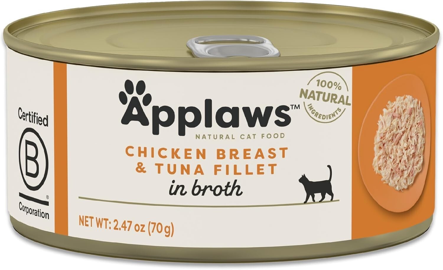 High-Protein Natural Wet Cat Food: Chicken & Tuna Fillet in Broth - 24 x 2.47oz