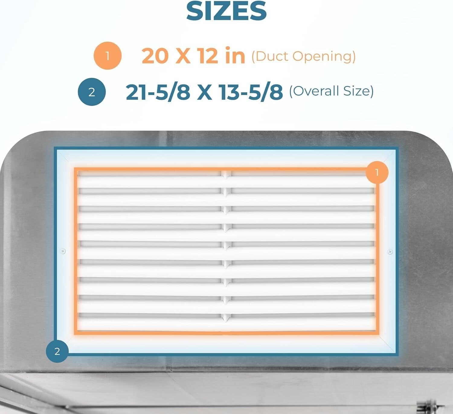 Quiet Operation 20 x 12 Inch AC Transfer Grille - Easy Install & Lightweight
