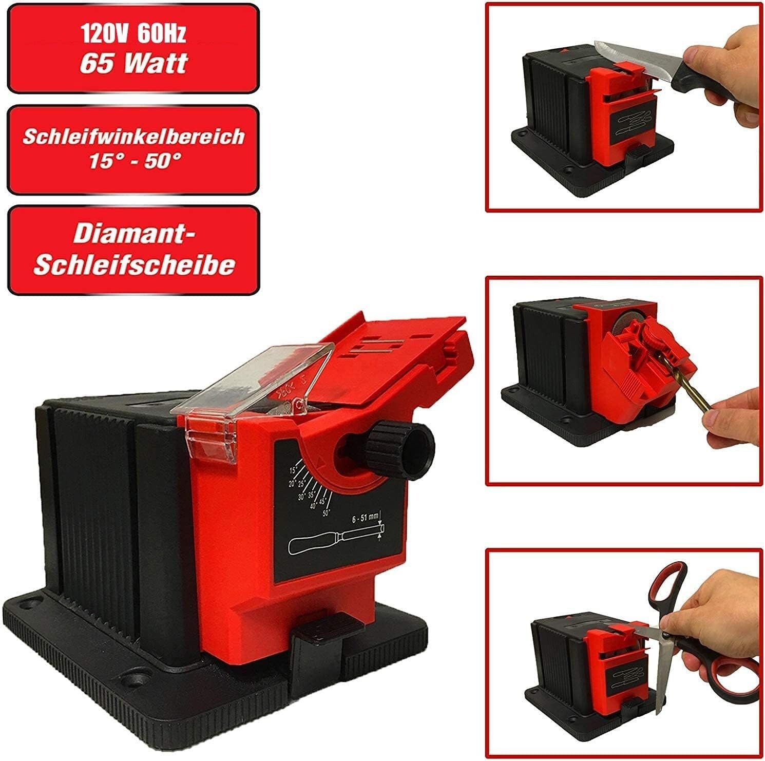 Electric Multifunctional Sharpener for Knives, Chisels & Drills - Compact Design