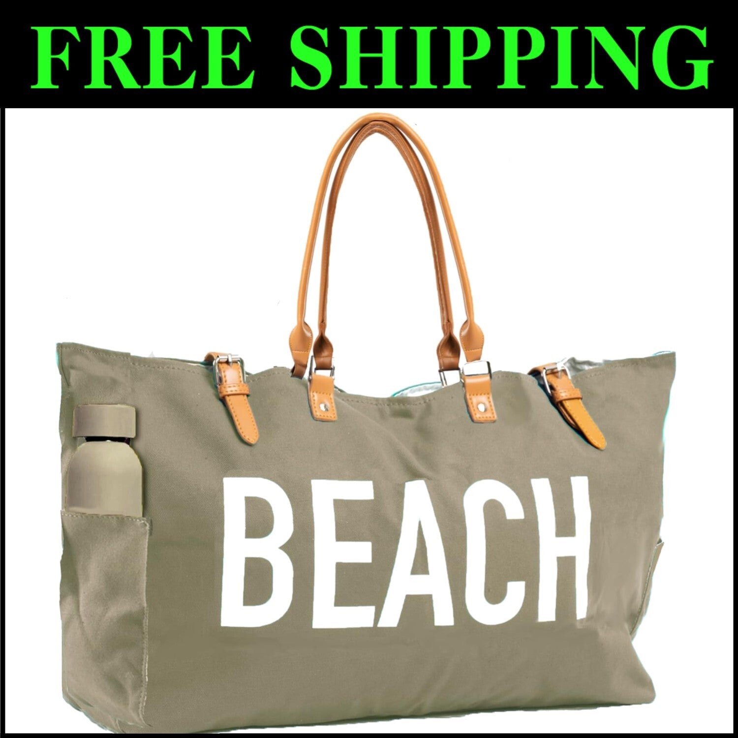 Foldable Waterproof Tote with Vegan Leather Handles for Ultimate Convenience