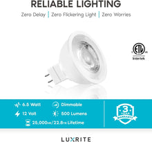 Load image into Gallery viewer, Energy Efficient 6.5W MR16 LED Spotlight Bulbs, 500 Lumens, Bright White 6-Pack