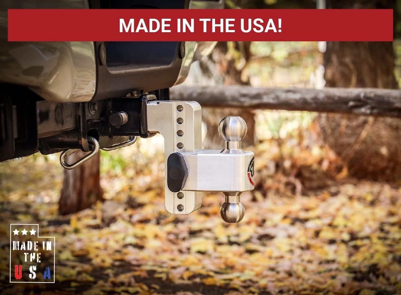 10" Adjustable Drop Hitch with Stainless Steel Tow Balls - Heavy-Duty Towing