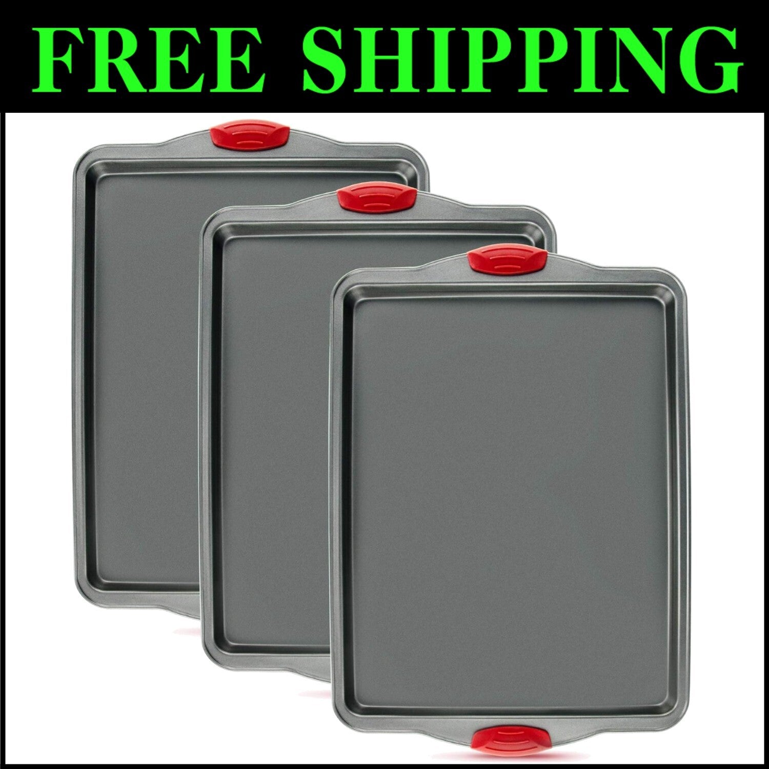 3-Piece Nonstick Baking Pan Set – Heavy-Gauge, Rust-Resistant for Gourmet Baking