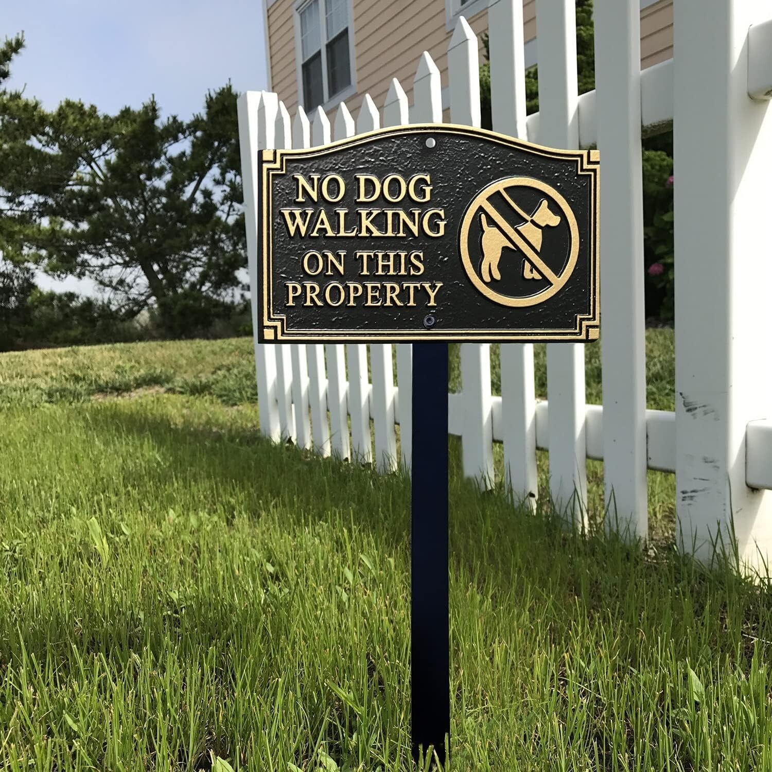 Elegant No Dog Walking on This Property Sign - 5.75x9.5" Rectangular Design