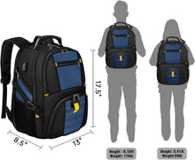 Load image into Gallery viewer, Large Water-Resistant College and Travel Backpack - 17” Laptop Carrier, Roy Blue
