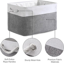 Load image into Gallery viewer, Elegant White &amp; Grey 3 Pack Storage Baskets - Ideal for Toys, Clothes &amp; Storage