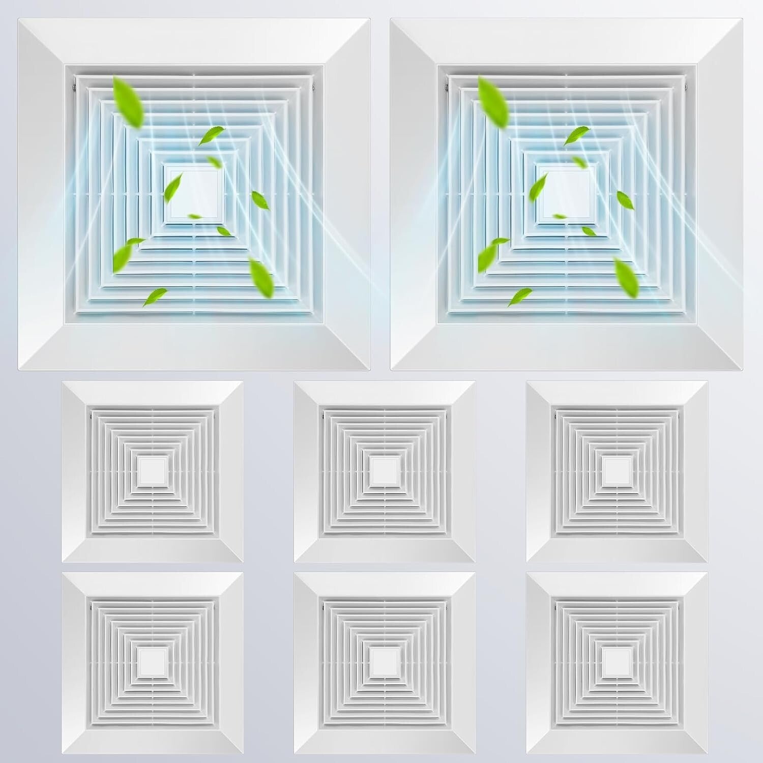Durable 8-Pc Bathroom Exhaust Fan Covers - Stylish 12x12'' Grille Replacement